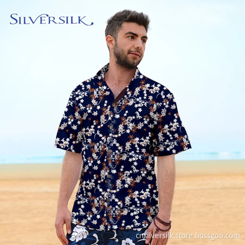 European Vintage Flower Printed Mens Casual Hawaiian Shirt